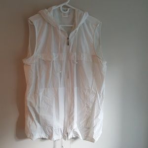 Ulla Popken sleeveless zip front lightweight white hoody, 18W